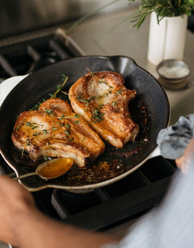 Cooking a pair of chops