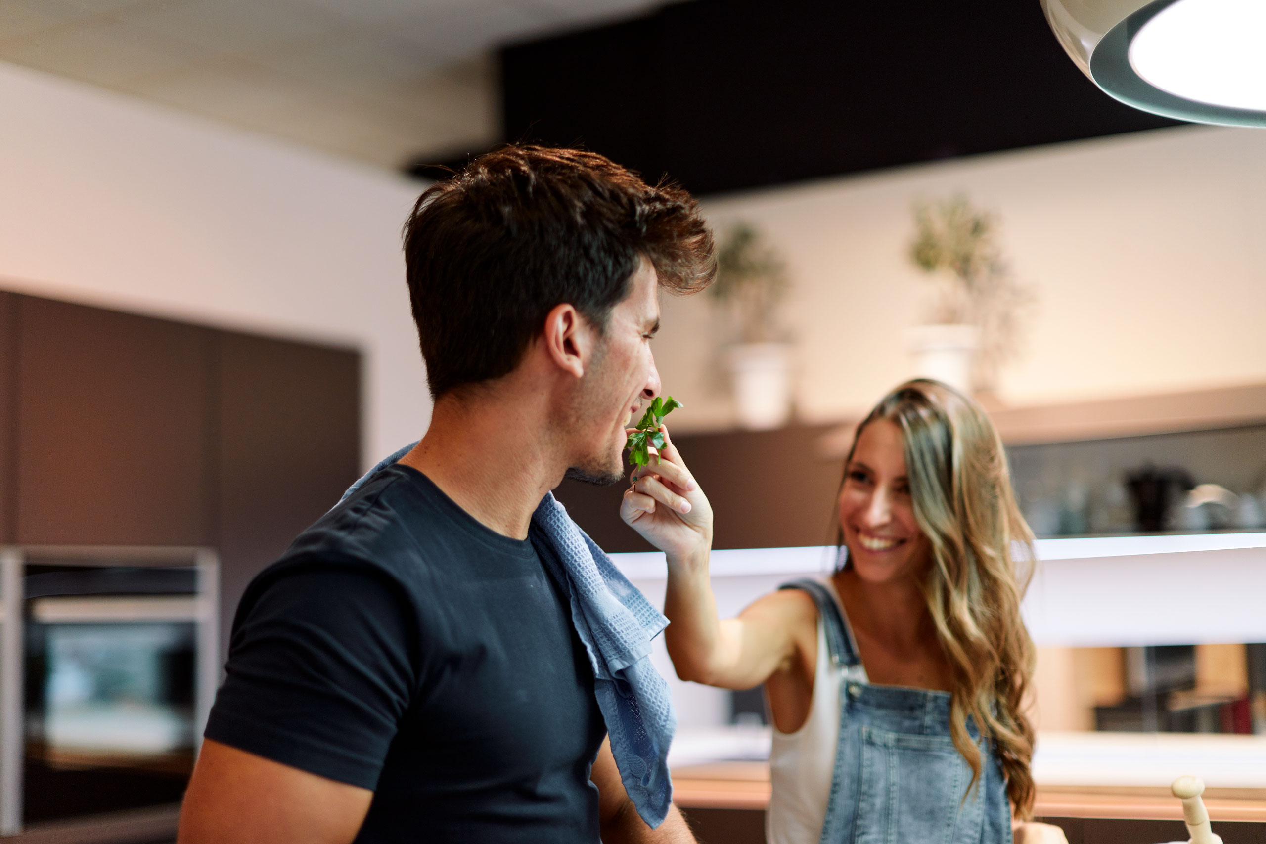 Couple cooking together